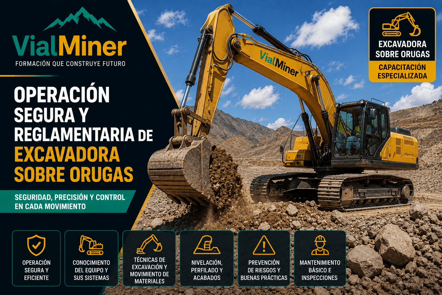 Certificación Profesional: Técnico en Operación Segura de Excavadora sobre Orugas